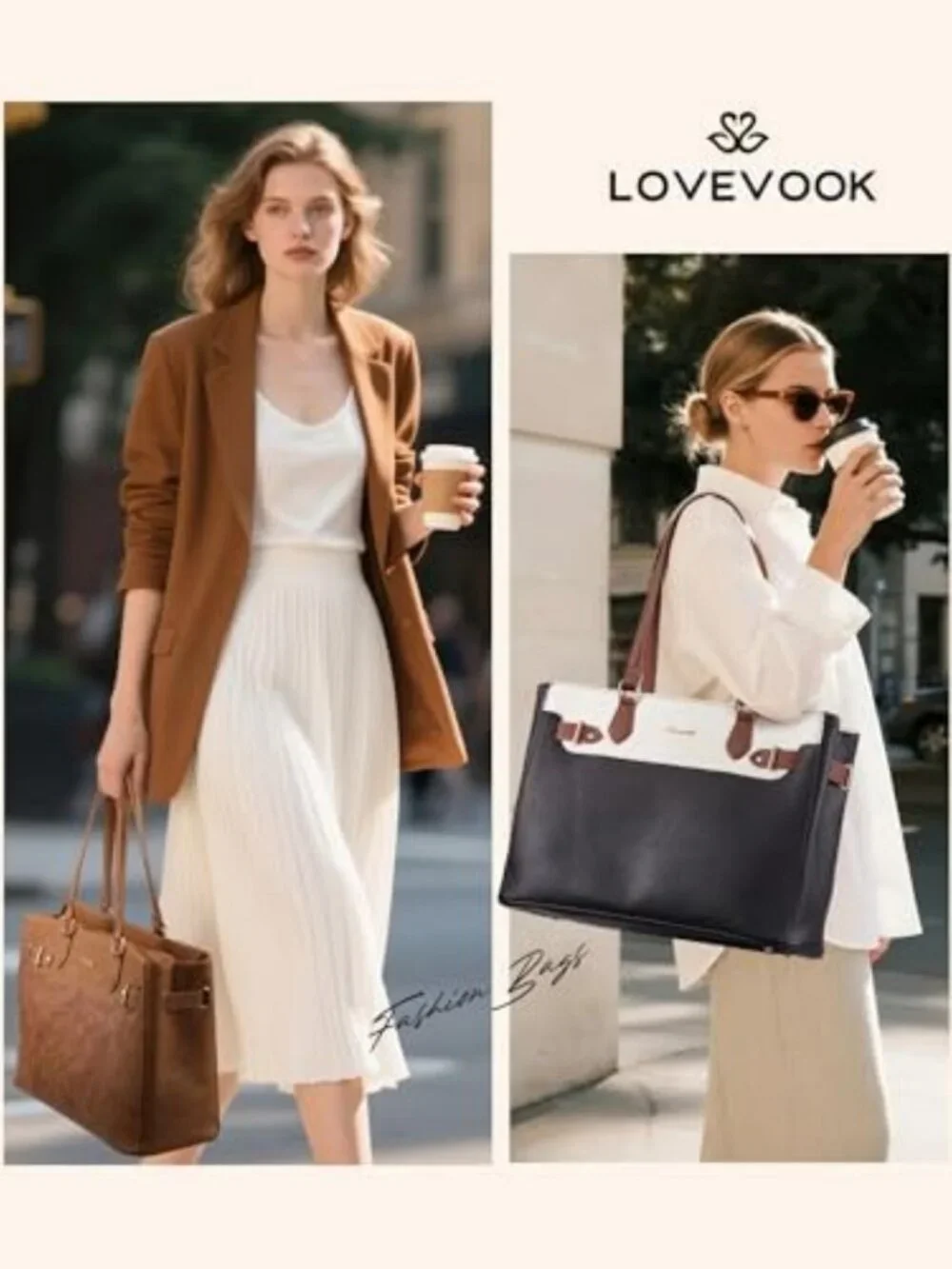 Stylish Waterproof Laptop Tote Bag for Women | Large Cup Holder & Work